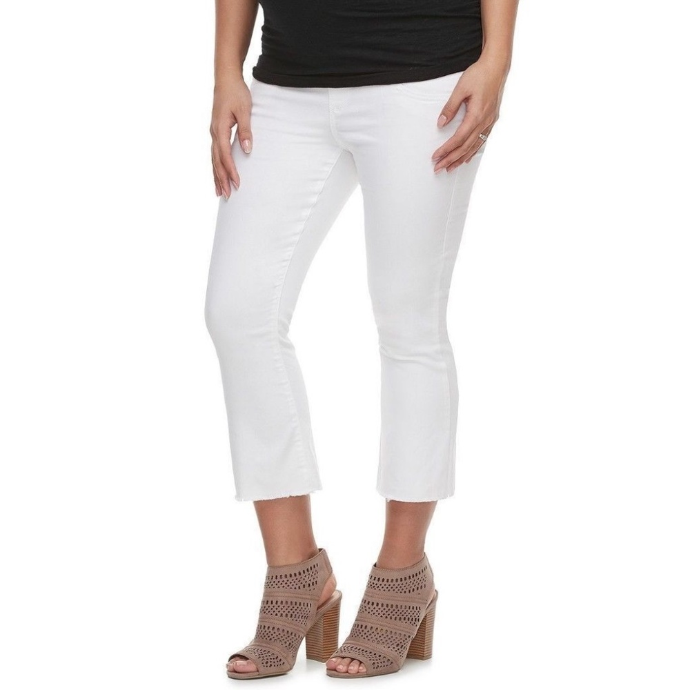 Maternity A:Glow Belly Panel White Cropped Jeans